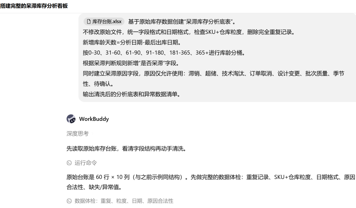 我用WorkBuddy做了一个完整的呆滞库存分析看板（电商数据采集附指令插图2